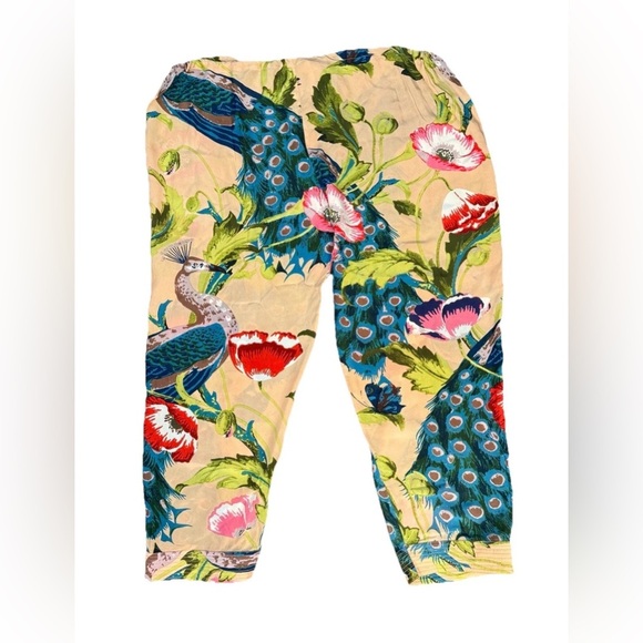 One Hundred Stars 🌟  Peacock Crepe Palazzo Pants Trousers M/L - Picture 2 of 8